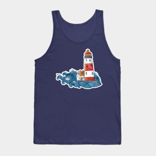 Lighthouse on waves Tank Top